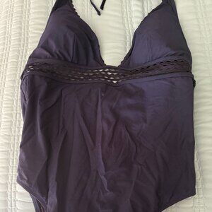 J Crew one piece Halter swim suit with detailing